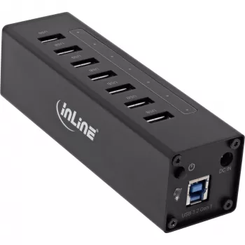 Hub USB 3.0 InLine, 7 puertos, carcasa de aluminio, con fuente de alimentación 2,5A