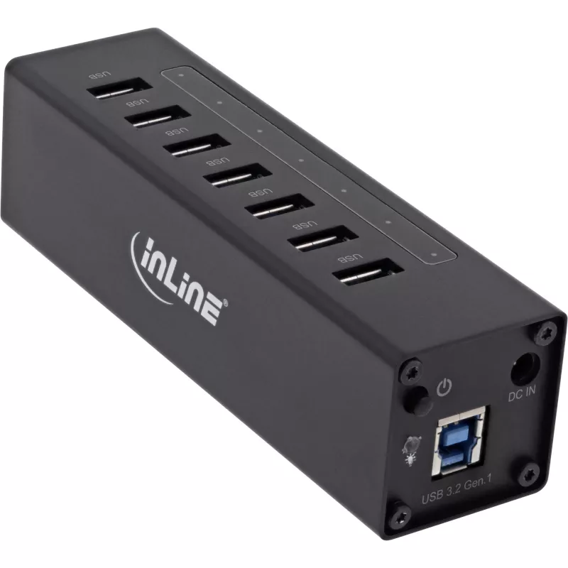 Hub USB 3.0 InLine, 7 puertos, carcasa de aluminio, con fuente de alimentación 2,5A