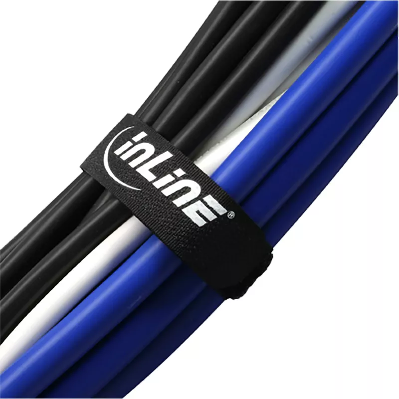 InLine Set de bridas de velcro para cables, 5 uds. 20 x 300 mm + 5 uds. 20 x 500 mm, negro