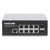 Intellinet 508278 switch industrial de 8 puertos Gigabit Ethernet PoE+ L2+ gestionado por web, 2x SFP, 30 W por puerto, carril DIN, de -40 a 85 °C, IP30, sin ventilador