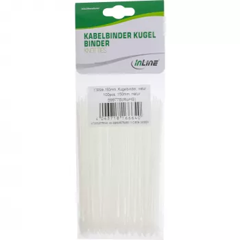 Bridas de cable InLine 150 mm blanco, pack de 100 – longitud 150 mm, elementos de fijación de nailon