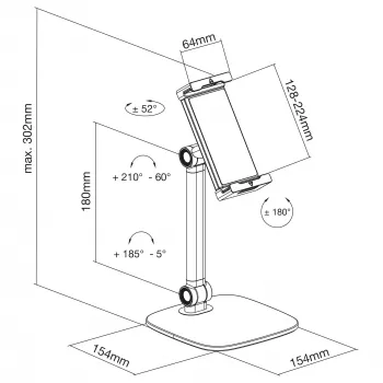 Soporte de mesa para tablet InLine con base, hasta 12,9