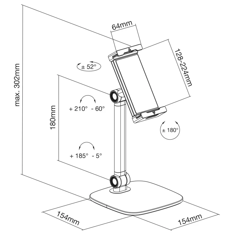Soporte de mesa para tablet InLine con base, hasta 12,9