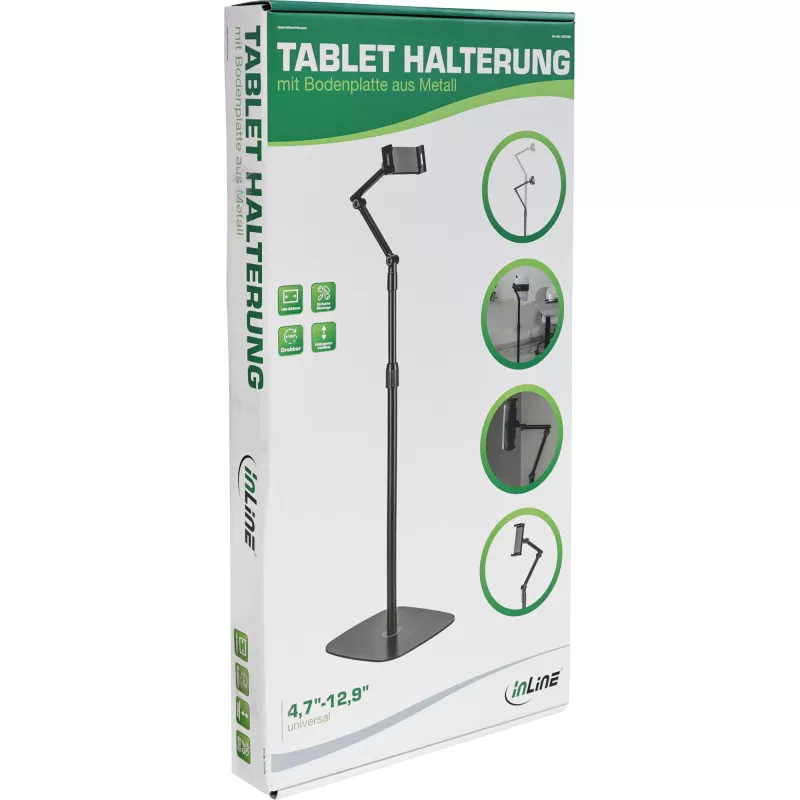 Soporte de tablet InLine con base de metal, hasta 12,9 inch, negro