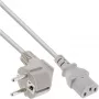 Cable de alimentación InLine, CEE 7/7 en ángulo / conector IEC C13 de 3 polos, gris, 5 m