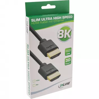 Cable HDMI Slim Ultra High Speed M/M 8K4K dorado negro 1,5 m InLine