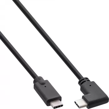 Cable USB 3.2 Gen.2 InLine, USB-C macho/macho en ángulo, negro, 1,5 m