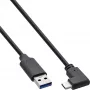 Cable USB 3.2 InLine, USB-C macho en ángulo a USB-A macho, negro, 0,3 m