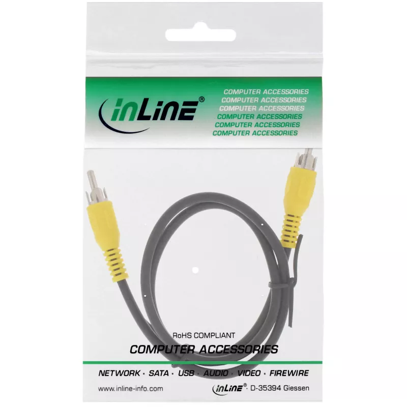 Cable de vídeo InLine, 1x RCA M/M, conectores amarillos, 7 m