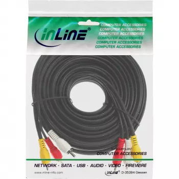 Cable AV InLine 3x conector RCA macho/macho 2 m, 3 x RCA, 2 m, negro