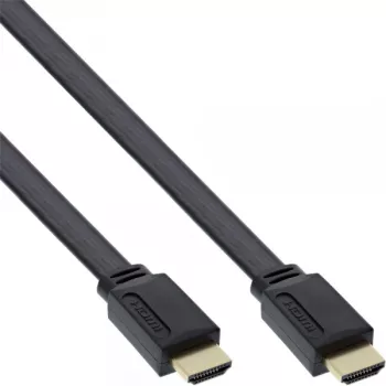 Cable HDMI plano InLine High Speed con Ethernet dorado negro 0,5 m
