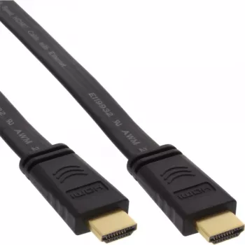 Cable HDMI plano InLine High Speed con Ethernet dorado negro 7,5 m