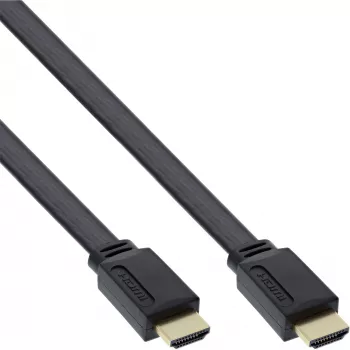 Cable HDMI plano InLine High Speed con Ethernet dorado negro 1 m