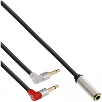 Cable slim para asiento de avión con audio InLine 2x 3,5 mm conector macho a 1x conector hembra, 0,15 m