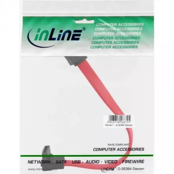 Cable SATA InLine para conexiones S-ATA 150/300/600, en ángulo con lengüetas de retención, 90°, 0,15 m