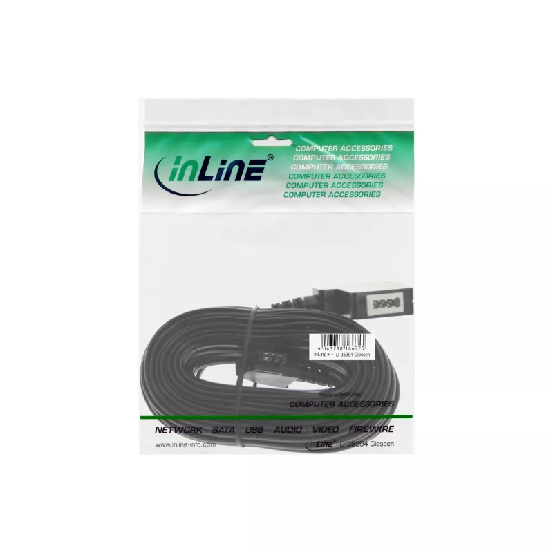 Cable alargador telefónico InLine TAE-F 15m Negro