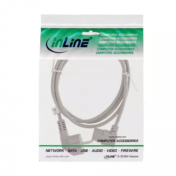 Cable de alimentación InLine, CEE 7/7 en ángulo / 3 polos IEC C13 en ángulo, gris, 0,5m