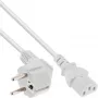Cable de alimentación InLine, CEE 7/7 en ángulo / conector IEC C13 de 3 polos, blanco, 1 m