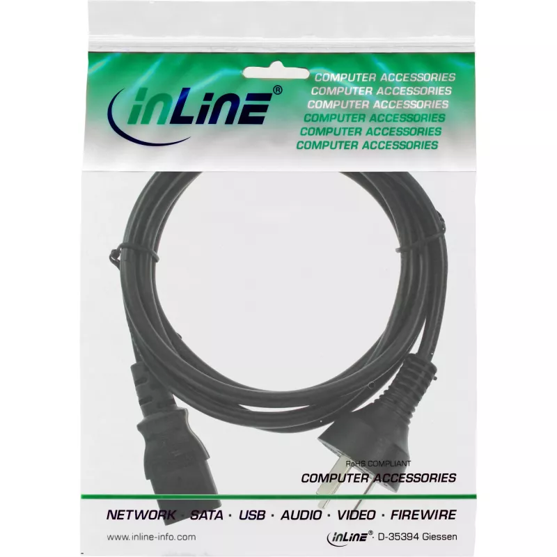 Cable de alimentación InLine, conector macho China / conector macho IEC C13 de 3 polos, 5 m
