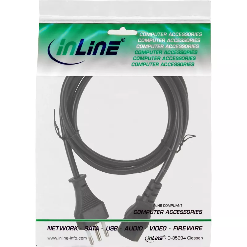 Cable de alimentación InLine 3 m – conector Italia (tipo L) a conector IEC C13 de 3 polos, 250 V 10 A