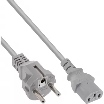 Cable de alimentación InLine, CEE 7/7 recto / conector IEC C13 de 3 pines, gris, 0,5 m