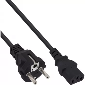 Cable de alimentación InLine, CEE 7/7 recto / conector IEC C13 de 3 polos, negro, 0,5 m