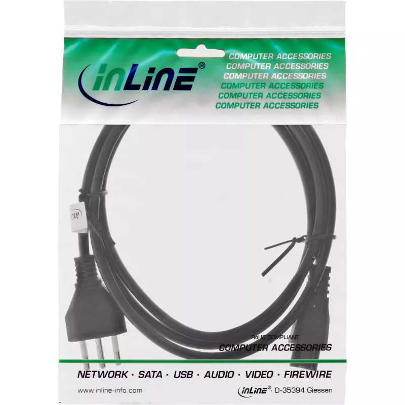Cable de alimentación para portátil InLine 16656S conector Italia a conector NB, 2,0 m