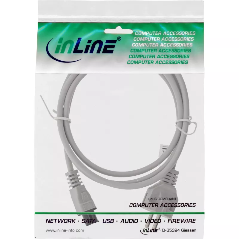 Cable de alimentación AC para portátil InLine CEE7/7 a conector hembra C5, gris, 0,5 m