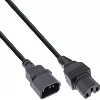 Alargador de cable de alimentación InLine, conexión resistente al calor IEC-C15/IEC-C14 recta, 1,8 m