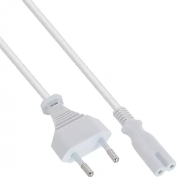 Cable de alimentación InLine, conector euro / conector Euro8, blanco, 1,0 m