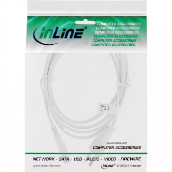 Cable de alimentación InLine, conector euro / conector Euro8, blanco, 1,0 m