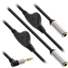 Cable de audio en Y fino InLine 3,5 mm conector macho / 2x conector hembra, con control de volumen, 0,25 m