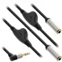 Cable de audio en Y fino InLine 3,5 mm conector macho / 2x conector hembra, con control de volumen, 0,25 m