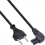 Cable de alimentación InLine, conector euro / conector Euro8 en ángulo, negro, 0,5 m