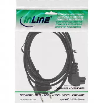Cable de alimentación InLine, conector euro / conector Euro8 en ángulo, negro, 0,5 m