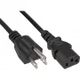 Cable de alimentación InLine, conector EE. UU. / conector IEC C13 de 3 polos, 18 AWG, 5 m