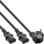 Cable de alimentación en Y InLine 1x CEE 7/7 en ángulo / 2x conector IEC C13 de 3 polos, 5 m