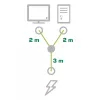 Cable de alimentación en Y InLine 1x CEE 7/7 en ángulo / 2x conector IEC C13 de 3 polos, 5 m