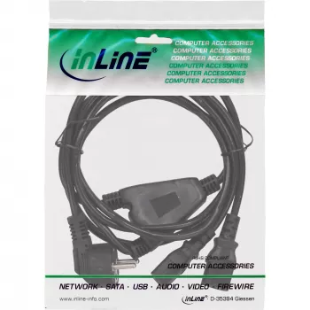 Cable de alimentación en Y InLine 1x CEE 7/7 en ángulo / 2x conector IEC C13 de 3 polos, 1 m
