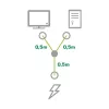 Cable de alimentación en Y InLine 1x CEE 7/7 en ángulo / 2x conector IEC C13 de 3 polos, 1 m