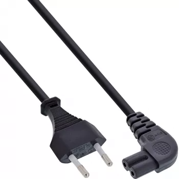 Cable de alimentación InLine, conector euro / Euro8 en ángulo, negro, 5 m