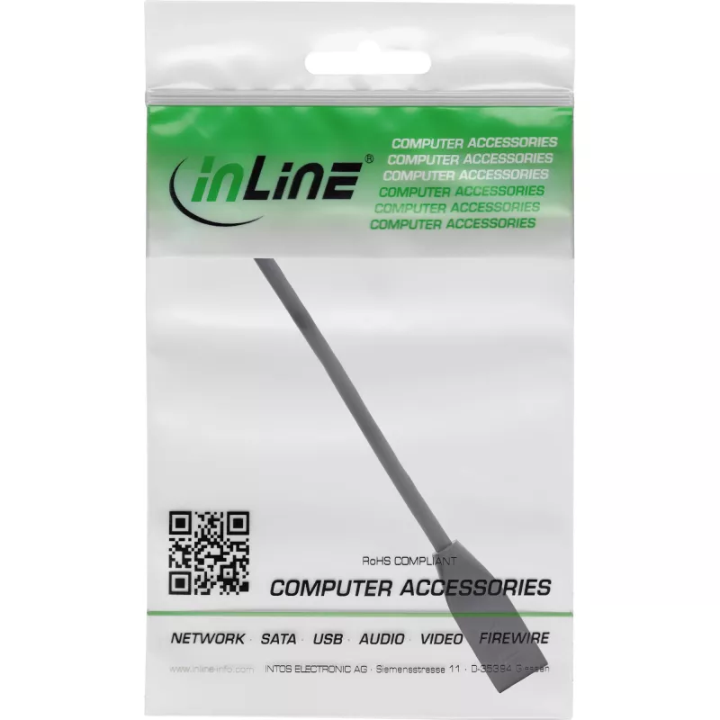 InLine protector de interfaz RJ45 Cat.6A S/FTP, RJ45 M/H, negro, 0,2m