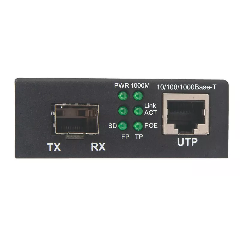 Intellinet conversor de medios Gigabit PoE+, 1 puerto 1000Base-T RJ45 a 1 puerto SFP, inyector PoE+