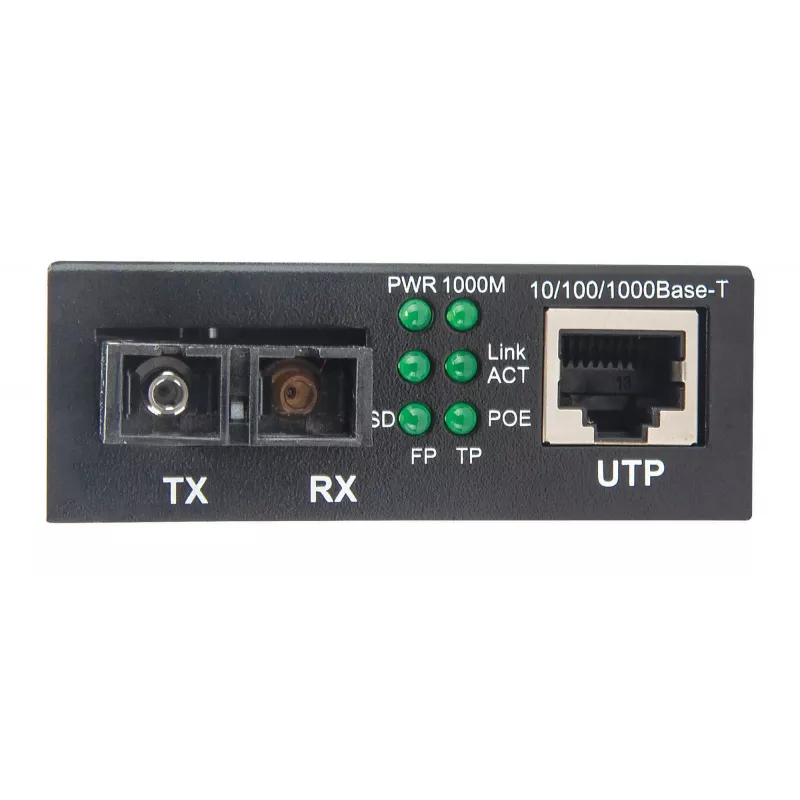 Intellinet 508209 convertidor de medios Gigabit PoE+, de 1000Base-T RJ45 a 1000Base-LX SC monomodo, 20 km, 1310 nm, hasta 30 W