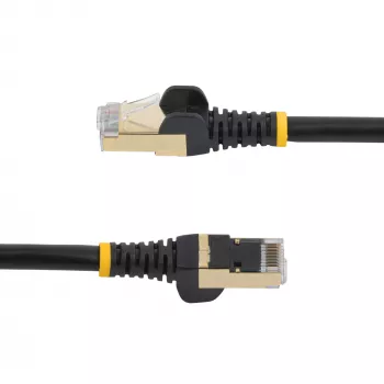 StarTech.com cable Ethernet CAT6a de 2m – 10 Gigabit apantallado, protección de lengüeta, RJ45, 100 W PoE, patch – cable de red 10GbE STP con alivio de tensión – negro, probado individualmente/cableado certificado UL/TIA