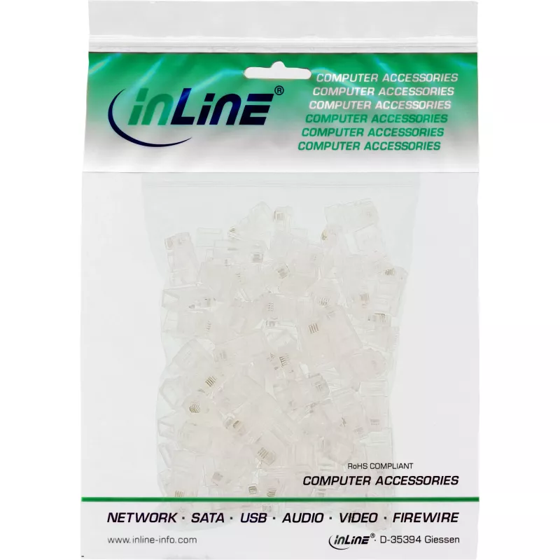 InLine conector modular 8P4C RJ45 para crimpar en cable plano ISDN 100 unidades