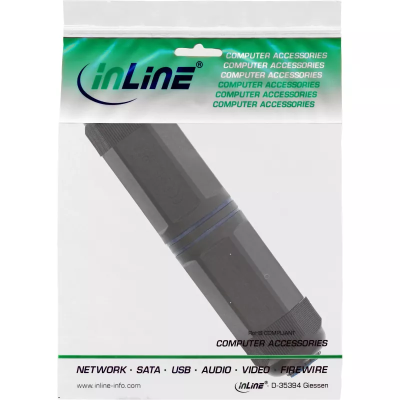 InLine acoplador Cat.6, impermeable IP67, 2x RJ45 H/H, 1:1
