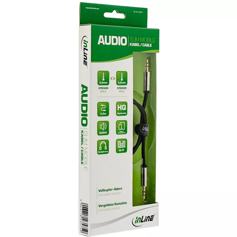 InLine cable de audio fino 3,5mm macho/macho estéreo 0,5m