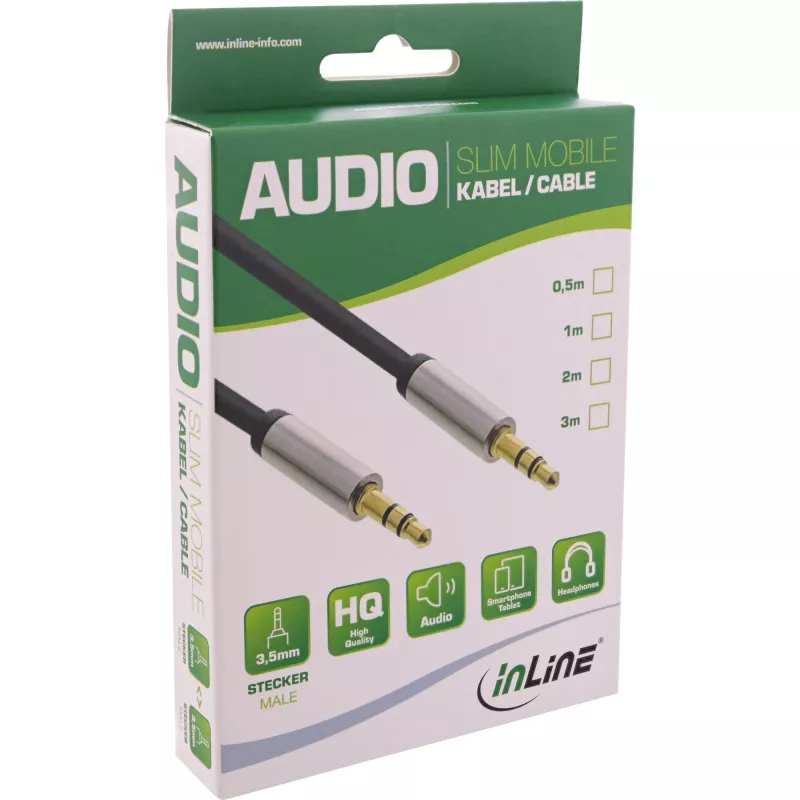 InLine cable de audio fino 3,5 mm macho/macho, estéreo, 3 m