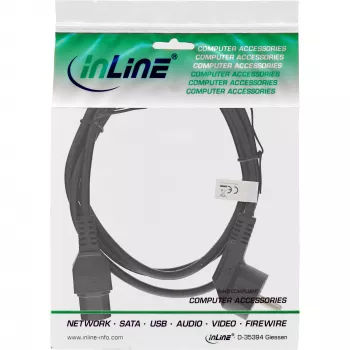 InLine cable de alimentación, CEE7/7 acodado a C15 recto, 3 x 1mm², negro, 1m